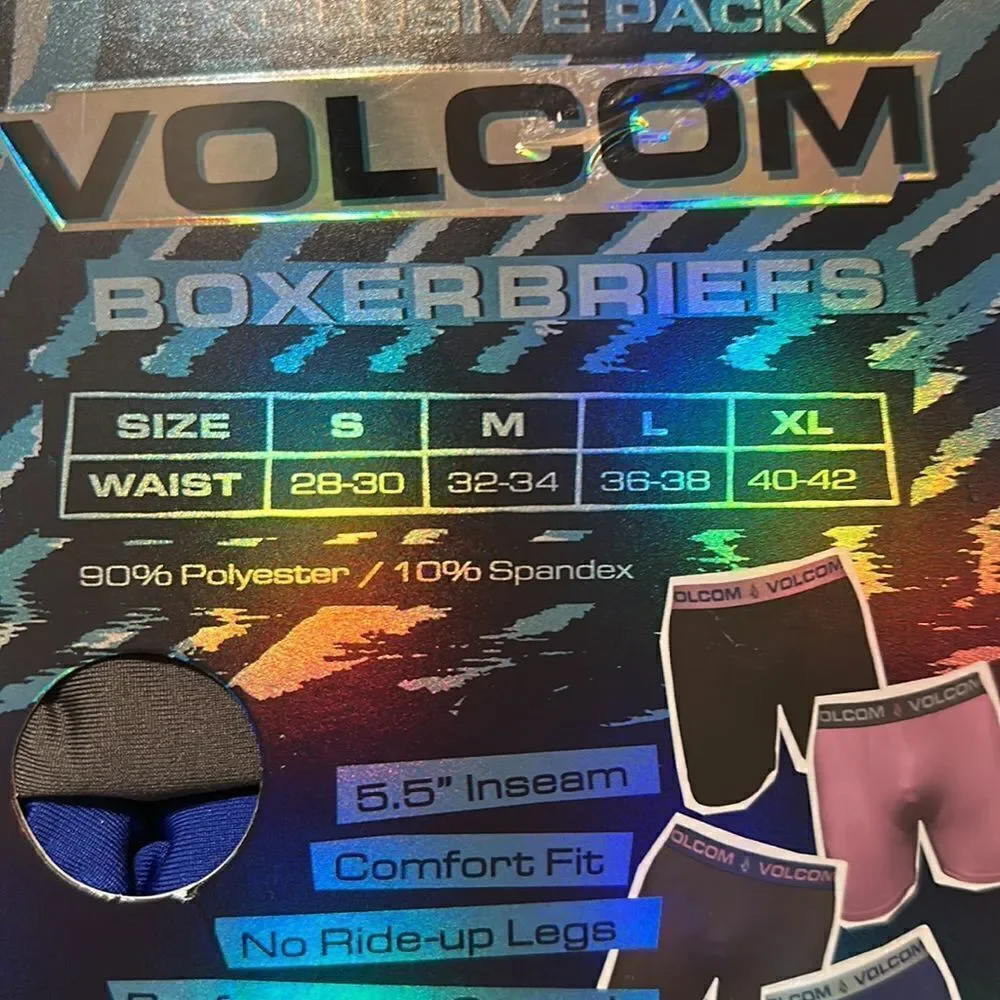 VOLCOM XL Pack of 4 True to This Performance Stretch Soft Boxer Briefs